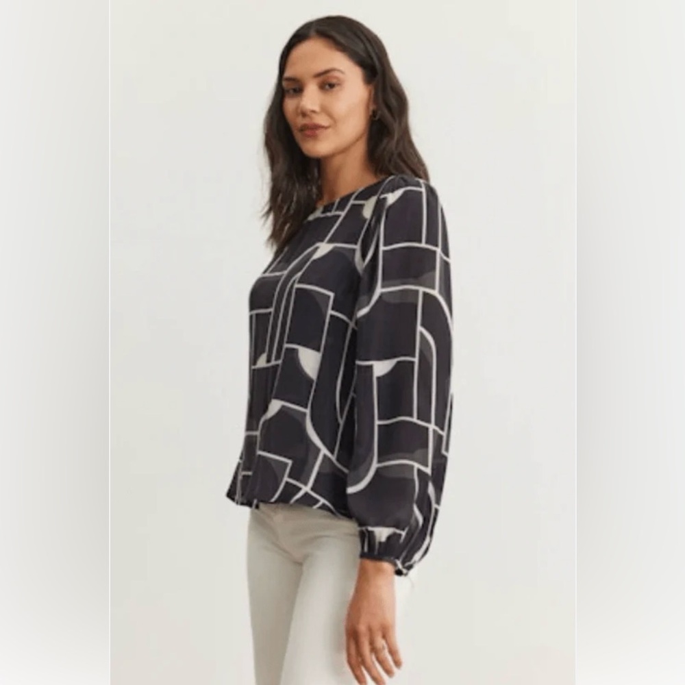 NWT! VELVET BY GRAHAM & SPENCER Desta Long Sleeve Blouse Top, XS